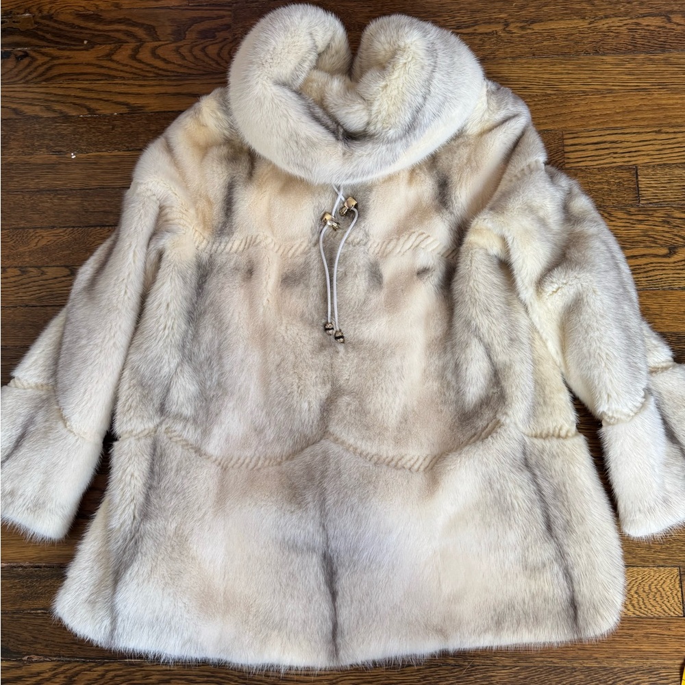 White ivory cream mink fur coat jacket - Picture 12 of 16